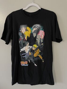 Shonen Jump Naruto Shippuden T-Shirt Mens Size M Front Graphics 100% Cotton